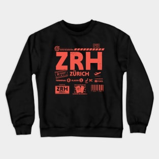 Vintage Zurich ZRH Airport Code Travel Day Retro Travel Tag Crewneck Sweatshirt